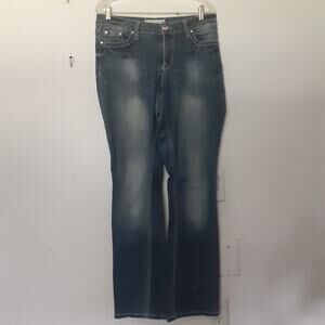 Denim Womans Jeans Contemporary Medium Wash Distressed Blue Size 10